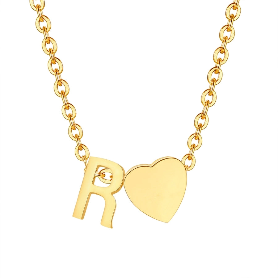 Jewelry Simple Style Commute Letter Heart Shape 201 Stainless Steel Plating Pendant Necklace