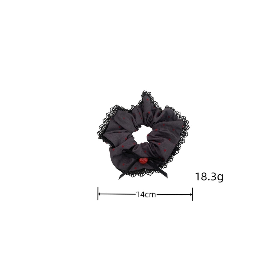 Women's Retro French Style Polka Dots Heart Shape Bow Knot Plastic Cloth Hair Tie Hair Claws