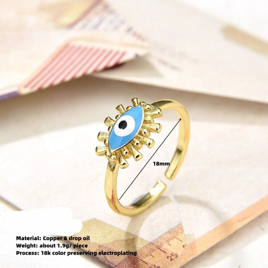 Copper Plating 18K Color Retaining Glossy Oval Eye Opening Ring