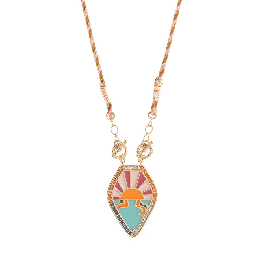 Copper Gold Plated Painted Tarot Pendant Necklace