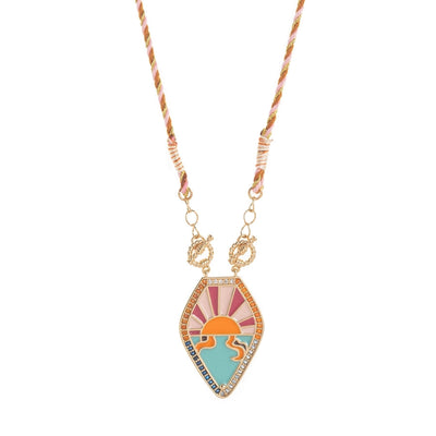 Copper Gold Plated Painted Tarot Pendant Necklace