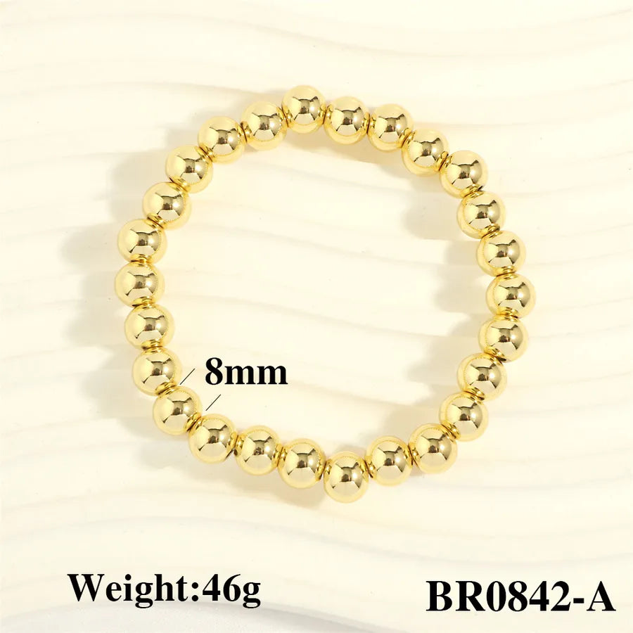 hip-hop simple style round copper 18k gold plated bracelets in bulk