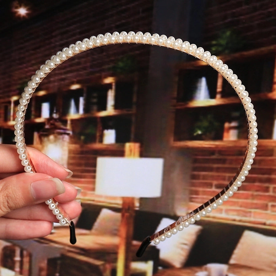 women's fashion waves alloy inlay artificial pearls headwear