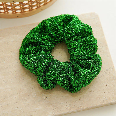 Christmas Elegant Cute Sweet Women's Color Block Stripe Bright Silk Handmade Hair Tie