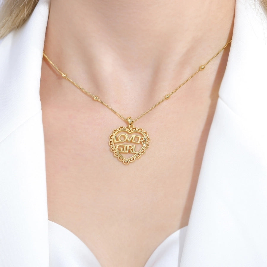 Jewelry Cute Heart Shape Copper Plating Pendant Necklace