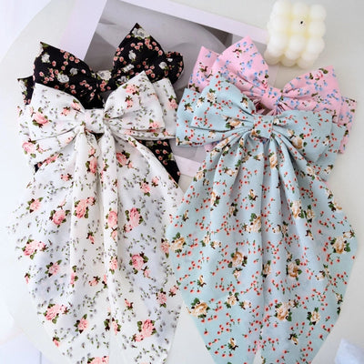 Women's Sweet Pastoral Bow Knot Cloth Floral Hair Claws