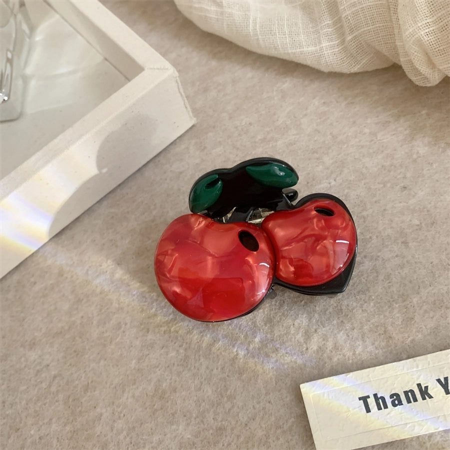 Women's Korean Style Pumpkin Color Block Cherry Acetic acid sheets Hair Claws