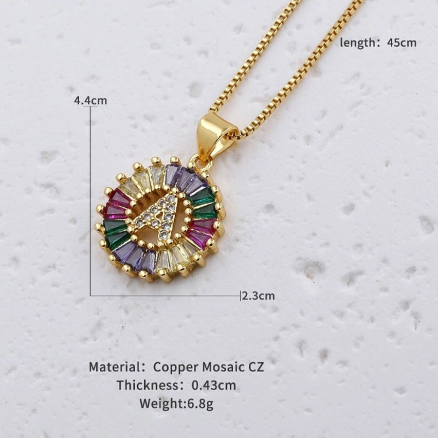 Copper 18K Gold Plated Plating Inlay Letter Zircon Pendant Necklace
