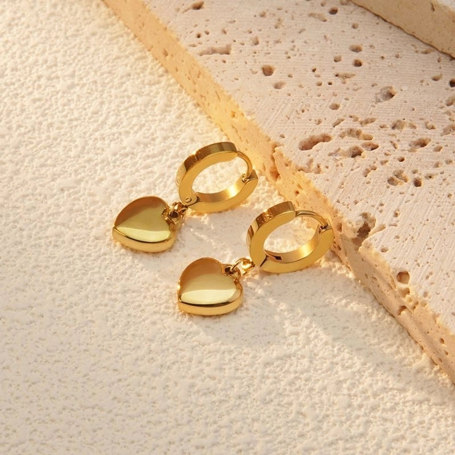 2 Pieces Set Sweet Simple Style Commute Heart Shape Plating 304 Stainless Steel 18K Gold Plated Earrings