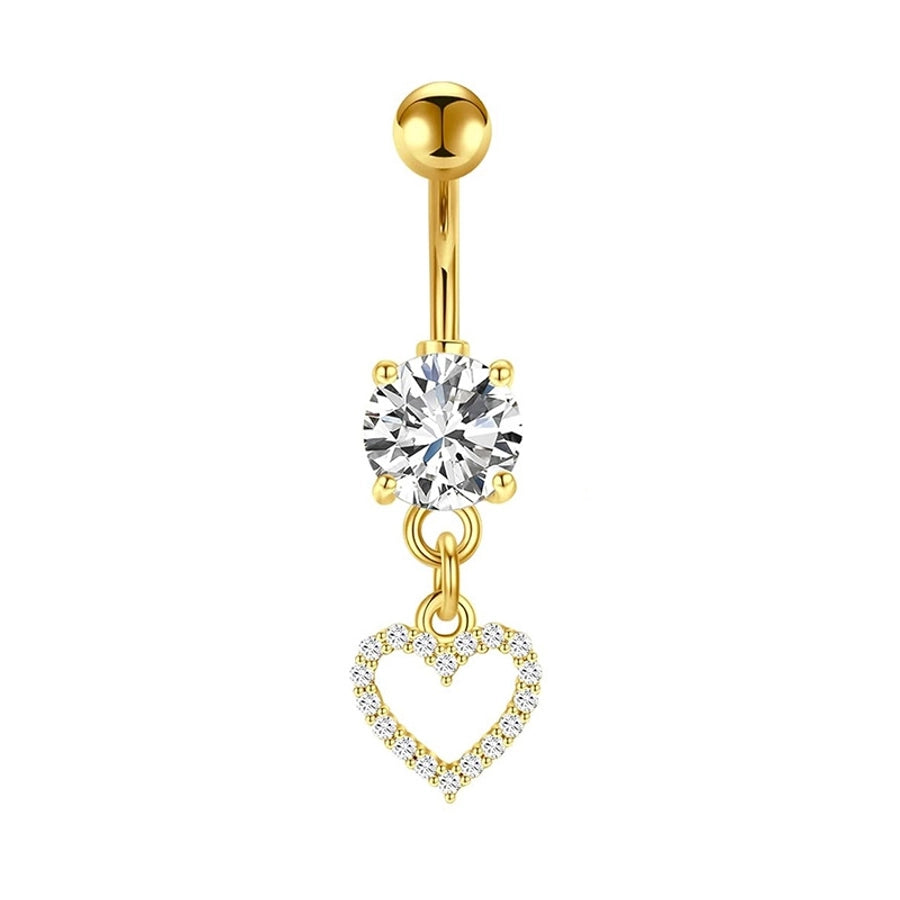 1 Piece 1 Set Belly Rings Simple Style Heart Shape Butterfly 316L Stainless Steel  Inlay Zircon Belly Rings