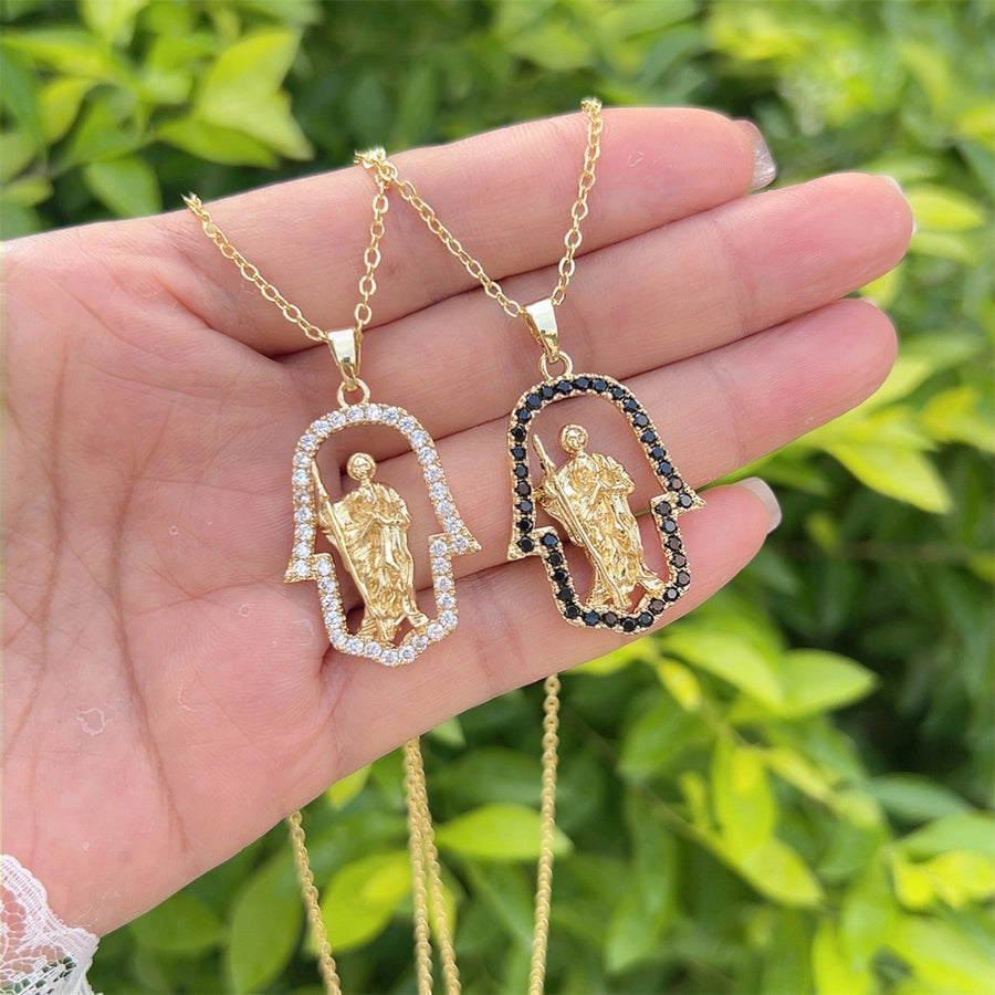 Jewelry Vintage Style Classic Style Human Faith Copper Pendant Necklace