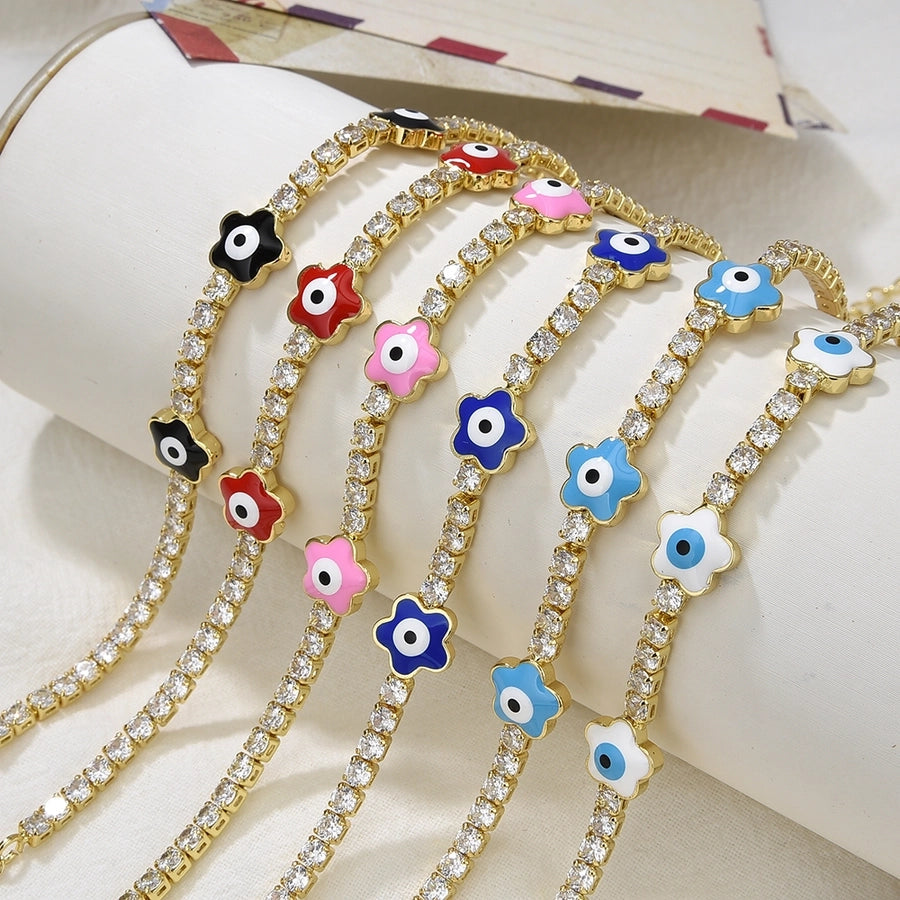Copper Plating 18K Color-Retaining Glossy Zircon XINGX-Type Oil Dripping Eye Bracelet