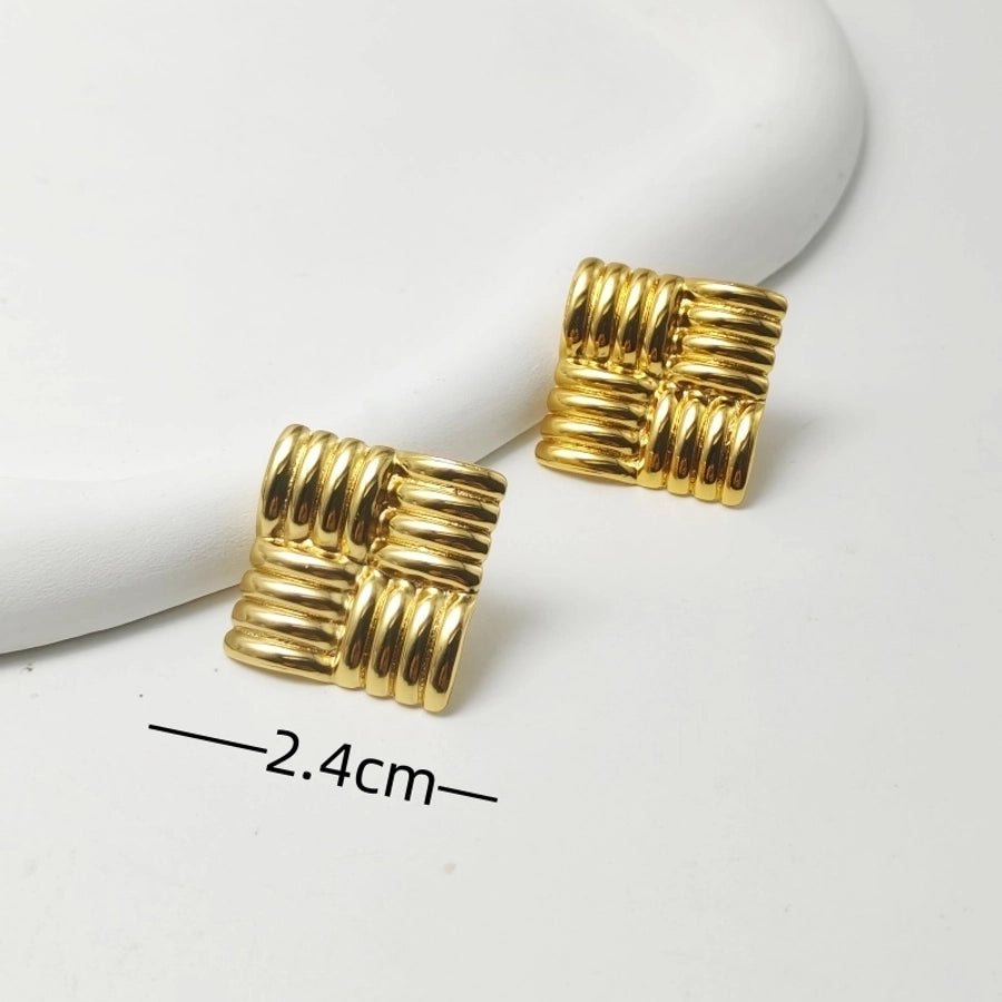 1 Pair Elegant Simple Style Commute Stripe Side Stripe 304 Stainless Steel 18K Gold Plated Ear Studs