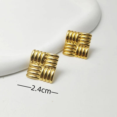 1 Pair Elegant Simple Style Commute Stripe Side Stripe 304 Stainless Steel 18K Gold Plated Ear Studs