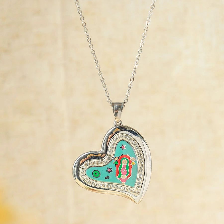 Jewelry Elegant Heart Shape 304 Stainless Steel Zircon Inlay Stainless Steel Jewelry Sets