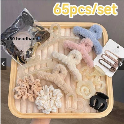 Spring and summer new 67-piece set hairpin combination hair accessories grab clip hair ring simple temperament head rope hair clip high ponytail grab