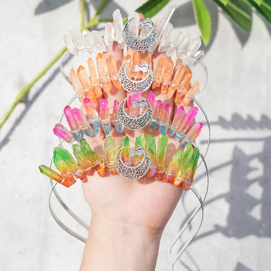 Women's Glam Vacation Classic Style Irregular Moon Alloy natural stone Knitting Hair Band