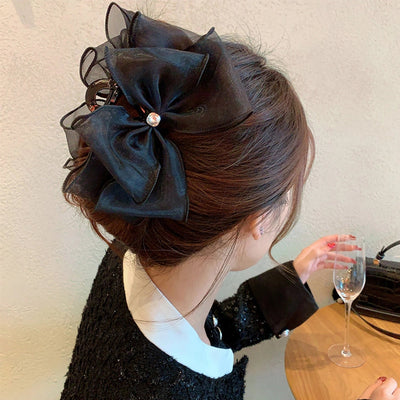 Women's Simple Style Classic Style Bow Knot Gauze Inlay Zircon Hair Claws