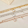 Casual Simple Style Heart Shape Titanium Steel 18K Gold Plated Artificial Pearls Shell Paperclip Chain Bracelets In Bulk