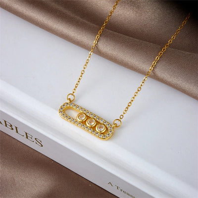 304 Stainless Steel Copper Paper Clip Pendant Necklace