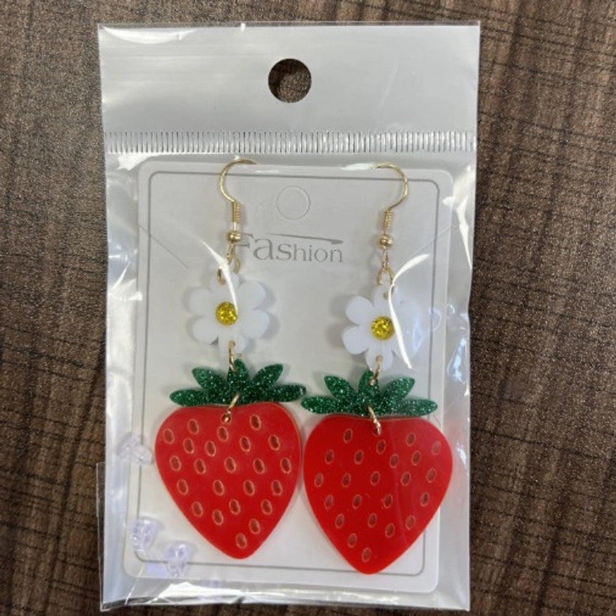Fashionable simple  fresh sweet cute fruit strawberry earrings ear hook eardrops earrings for women