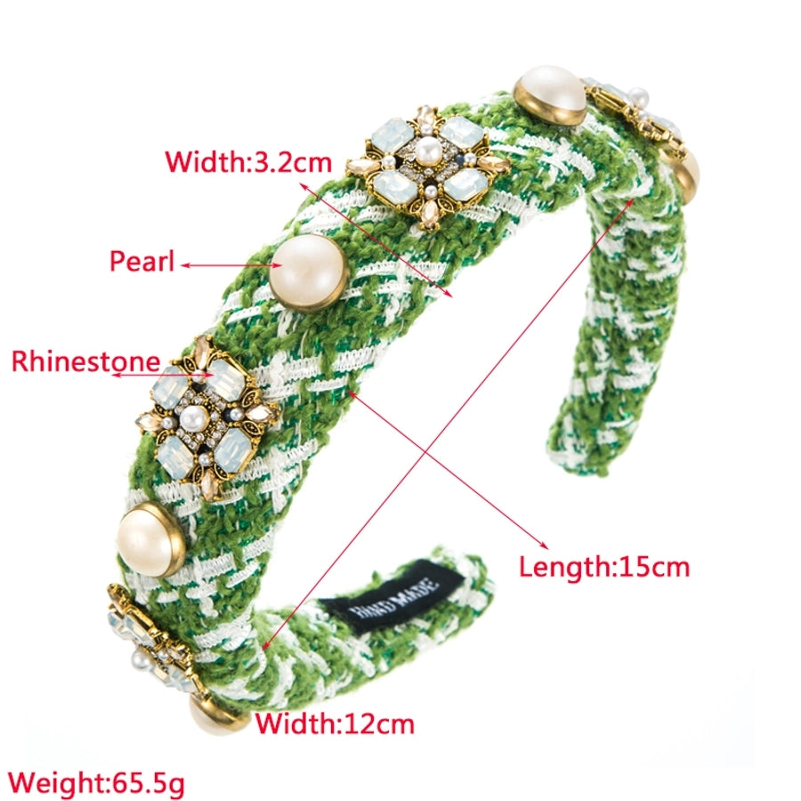 sweet round cloth plating inlay rhinestones pearl hair band
