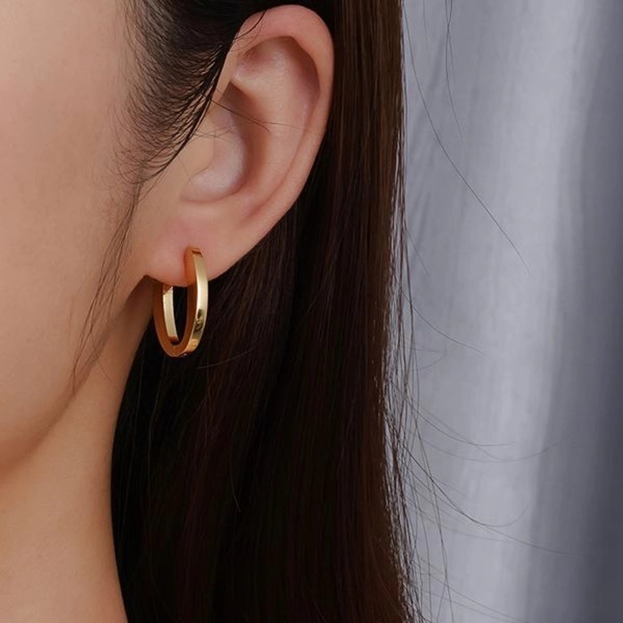 1 Pair Retro Simple Style Solid Color Plating 304 Stainless Steel 18K Gold Plated Earrings