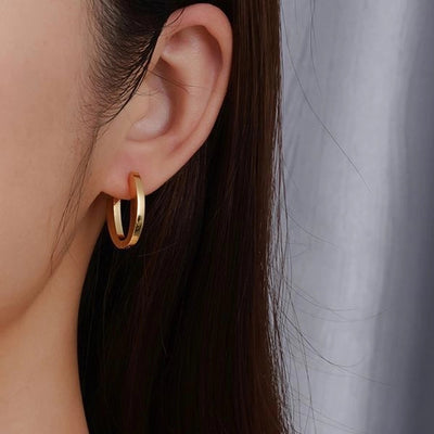 1 Pair Retro Simple Style Solid Color Plating 304 Stainless Steel 18K Gold Plated Earrings