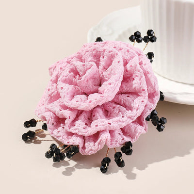 Women's Sweet Solid Color Flower Cloth Flowers Hair Clip