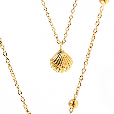 Jewelry Tropical Starfish Shell 304 Stainless Steel Titanium Steel 18K Gold Plated Pendant Necklace