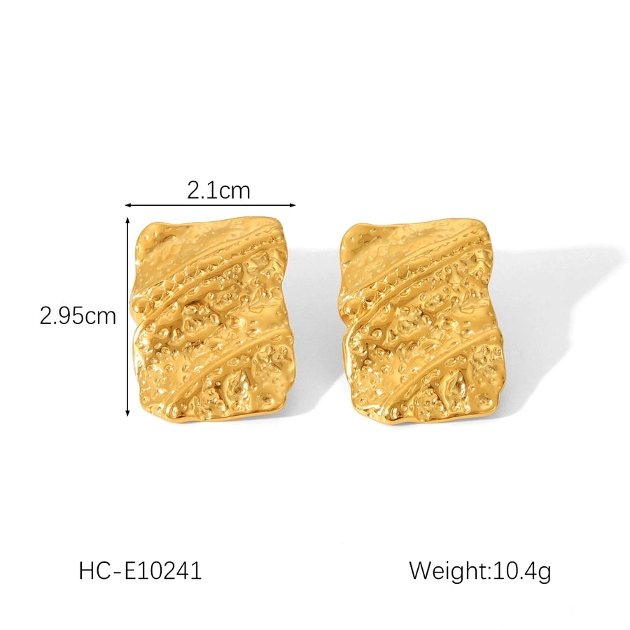 1 Pair IG Style Geometric Solid Color Plating 304 Stainless Steel 18K Gold Plated Drop Earrings Ear Studs