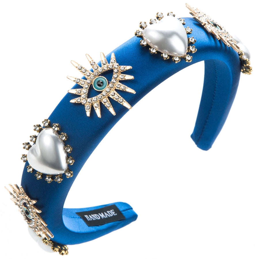 Women's Modern Style Classic Style Heart Shape Eye Sponge Inlay Artificial Pearls Rhinestones Hair Band