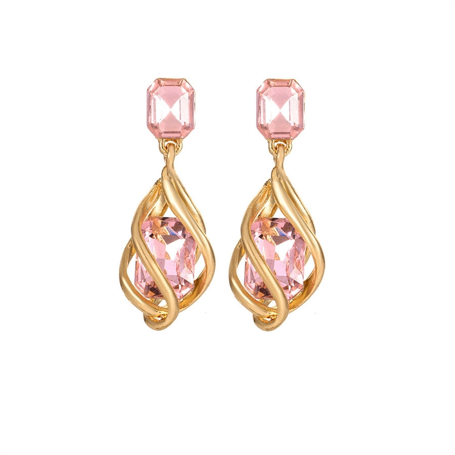 1 Pair Vintage Style Simple Style IG Style Geometric Inlay Copper Copper Alloy Gem Drop Earrings
