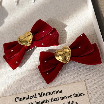 women's lady bow knot alloy cloth hair clip