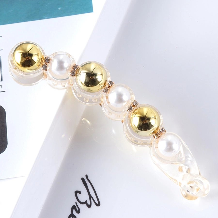 simple style geometric plastic artificial pearls hair clip