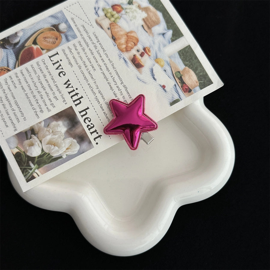 women's simple style pentagram pu leather hair clip