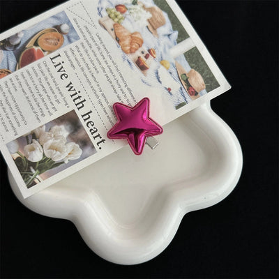 women's simple style pentagram pu leather hair clip