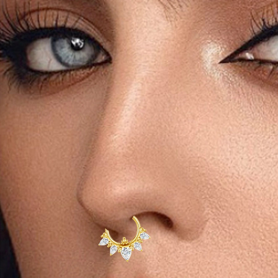 1 Piece Nose Rings & Studs Luxurious Shiny Round Pure Titanium Titanium Alloy Zircon 14K Gold Plated White Gold Plated Ear Cartilage Rings & Studs Nose Rings & Studs