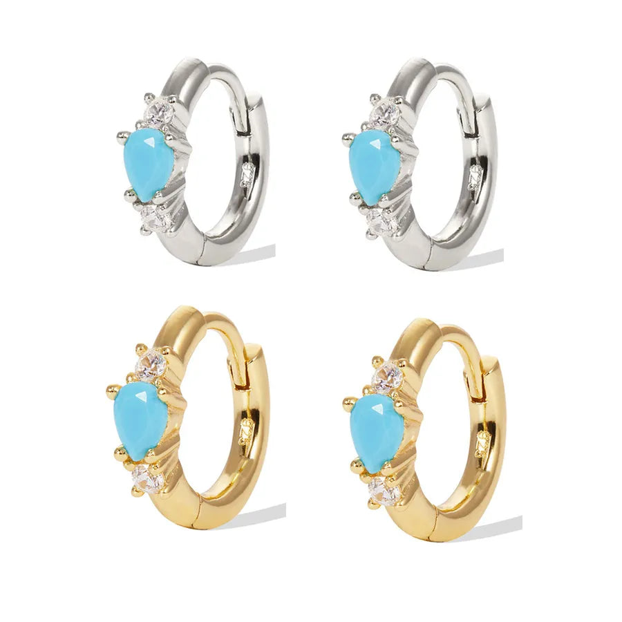 1 Piece 1 Pair 925 Sterling Silver Solid Color 18K Gold Plated White Gold Plated Hoop Earrings