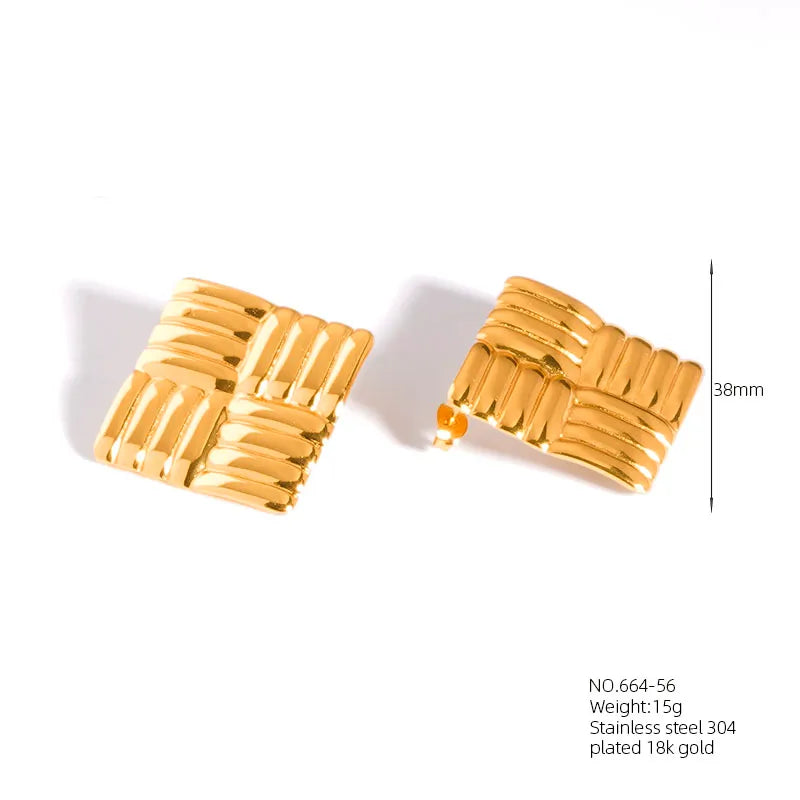 1 Pair Casual Simple Style Classic Style Geometric Square 304 Stainless Steel 18K Gold Plated Imitation Gold  Ear Studs
