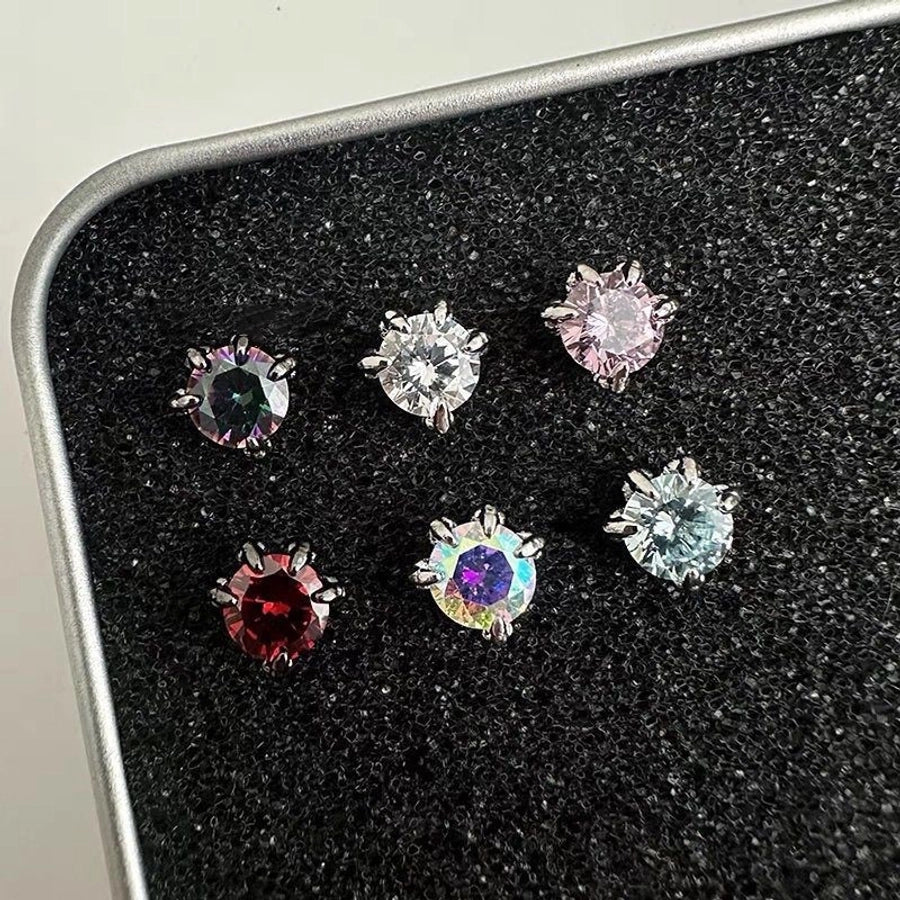 1 Piece Simple Style Geometric Titanium Steel Zircon Ear Studs