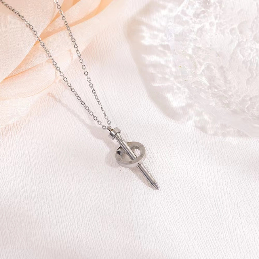 Titanium Steel Nail Ring High Class Elegant Personality 18K Gold Plated Couple Gift Necklace Bracelet