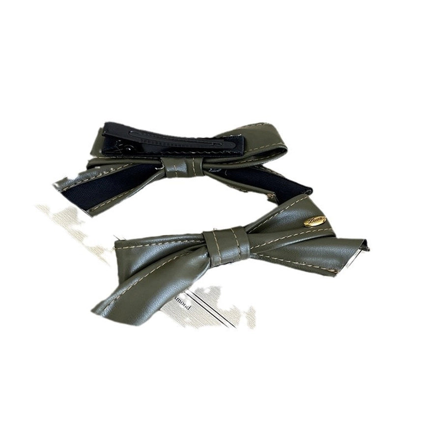 Women's Retro Simple Style Bow Knot Leather Hair Clip