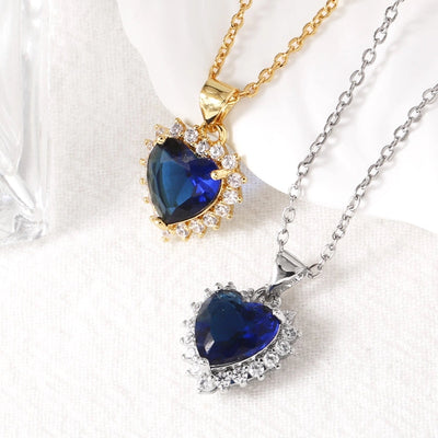 Jewelry Modern Style Simple Style Heart Shape 201 Stainless Steel Copper Zircon 18K Gold Plated Inlay Pendant Necklace