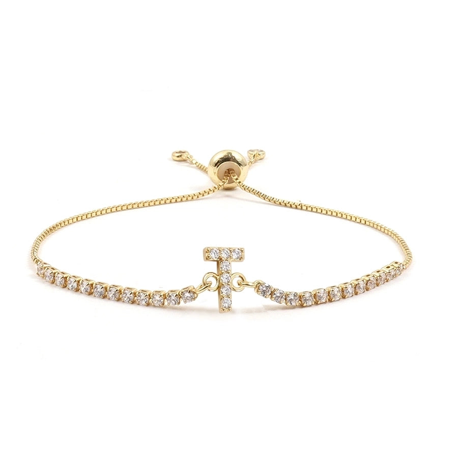 Copper Inlay Letter Zircon Bracelets