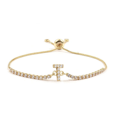 Copper Inlay Letter Zircon Bracelets