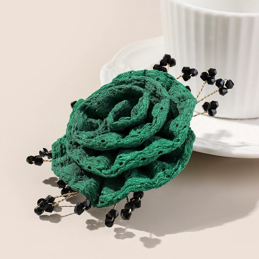 Women's Sweet Solid Color Flower Cloth Flowers Hair Clip
