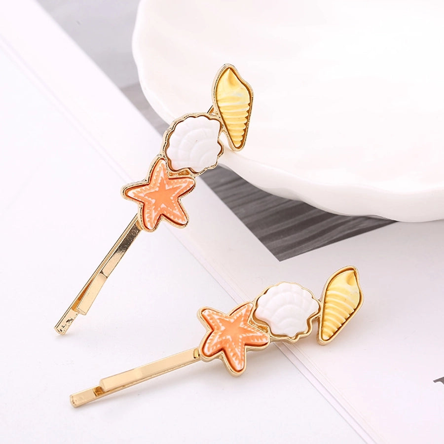 Women's Sweet Scallop Starfish Conch Alloy Plating Hair Clip