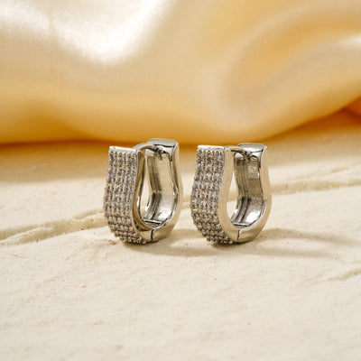 1 Pair Lady Sweet U Shape Inlay Copper Zircon K Gold Plated Rhodium Plated Earrings