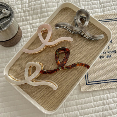 Women's Simple Style Waves Acetic acid sheets Metal Hair Claws